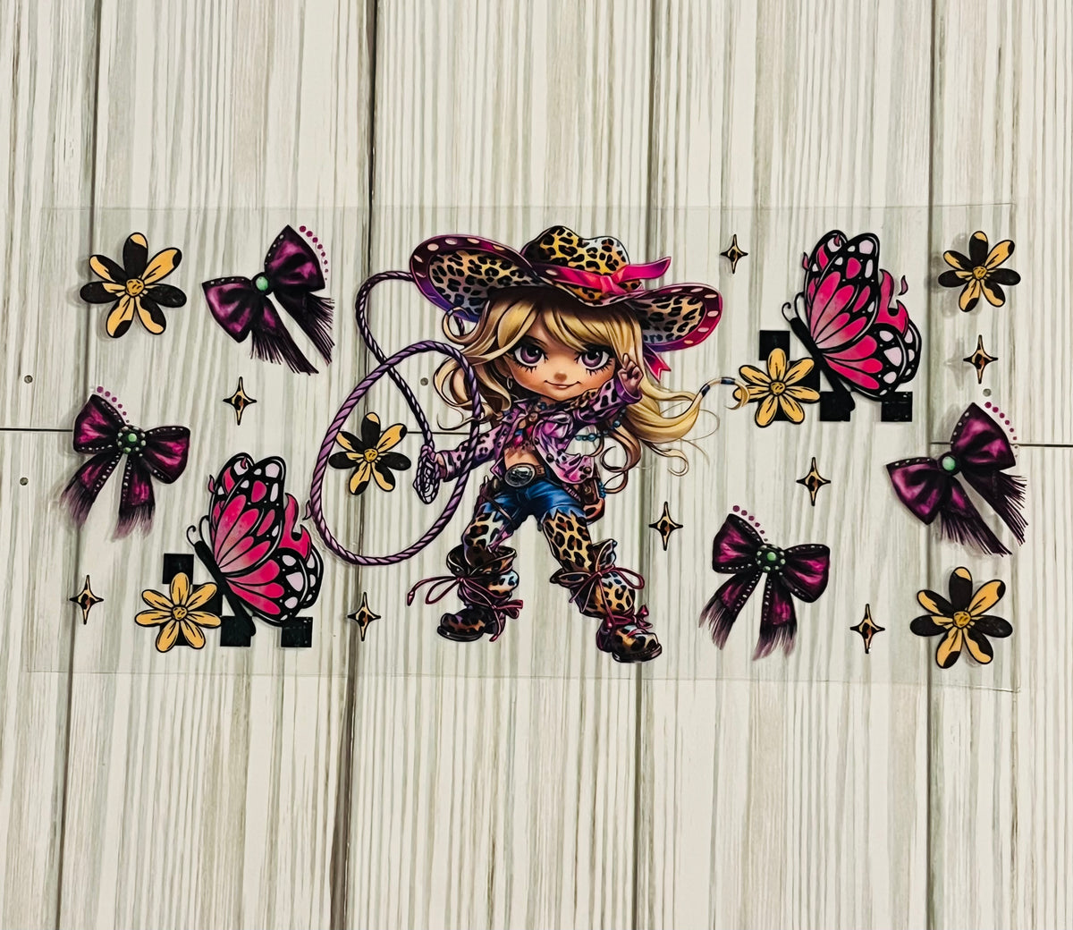 Pink Cow Girl UVDTF Wrap HP381