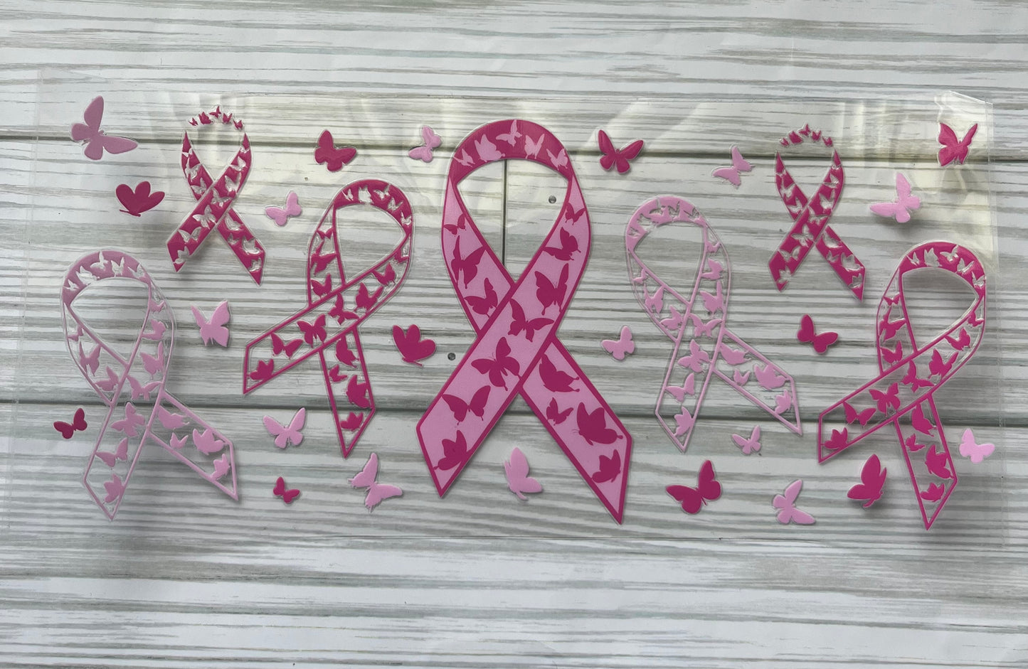 Pink Butterfly Ribbon UVDTF Wrap HP350