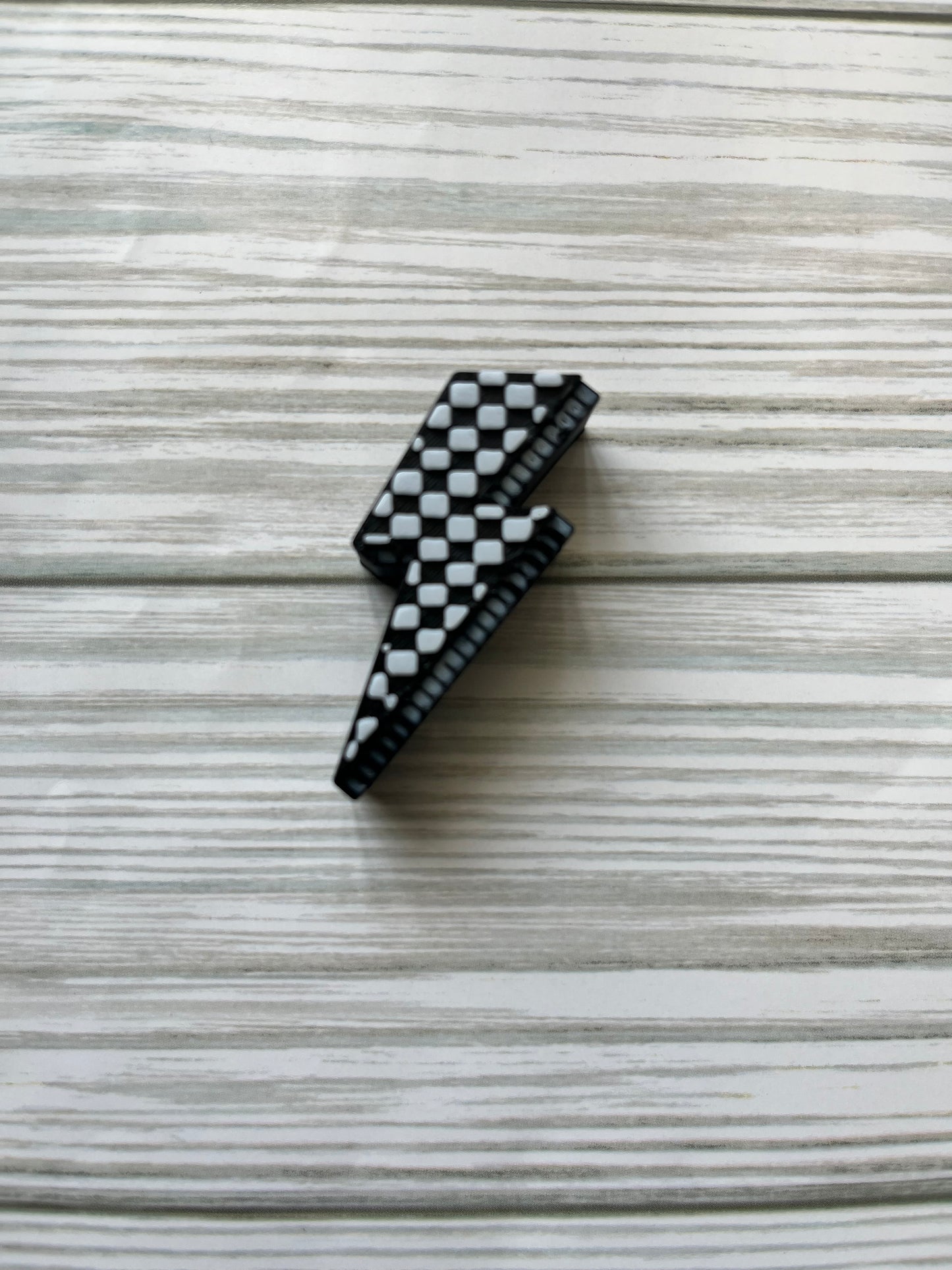 3D Checker Lightning Bolt Straw Topper