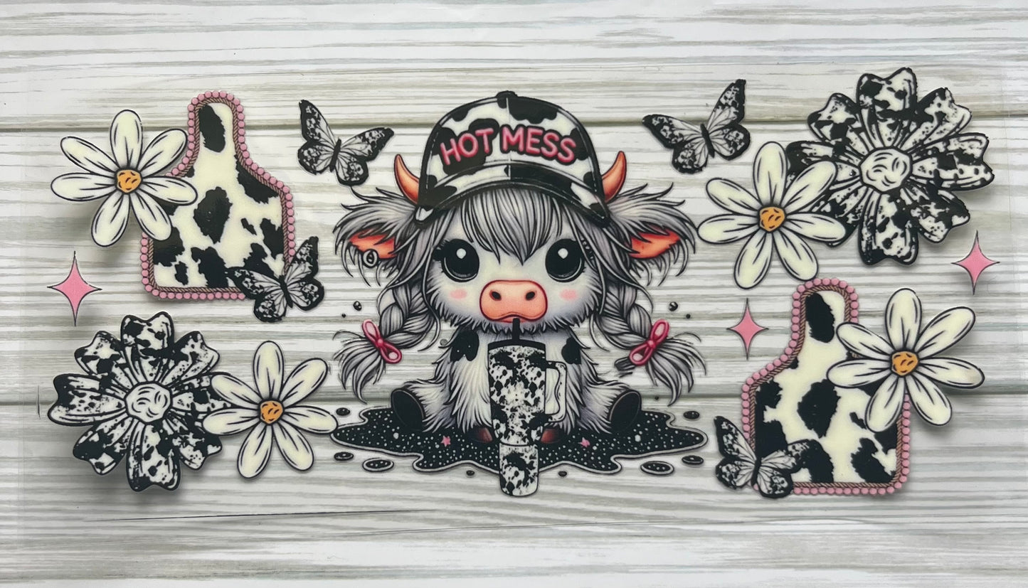 Hot Mess Highland Cow UVDTF Wrap HP361
