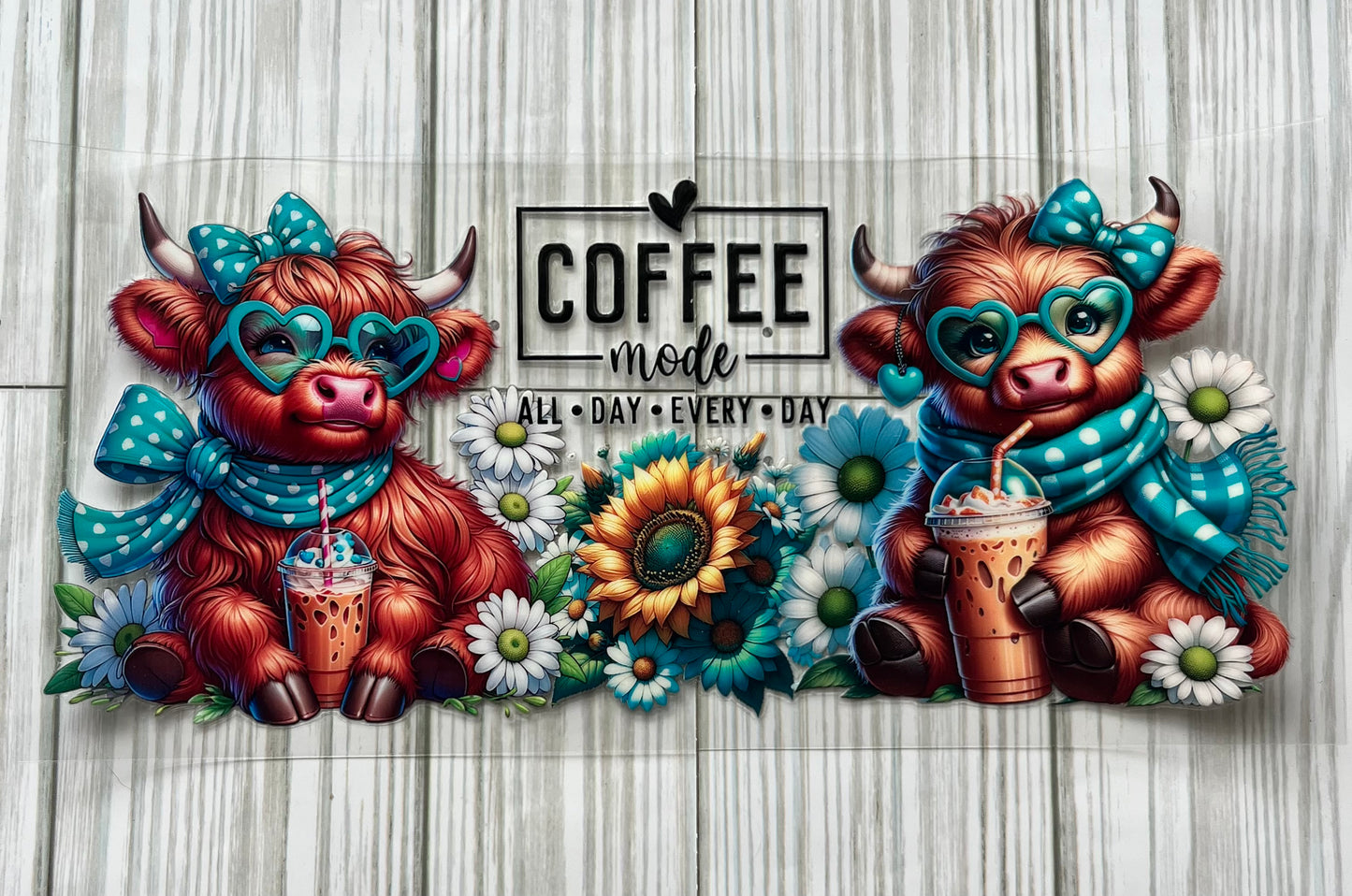Coffee Mode Cow UVDTF Wrap HP322