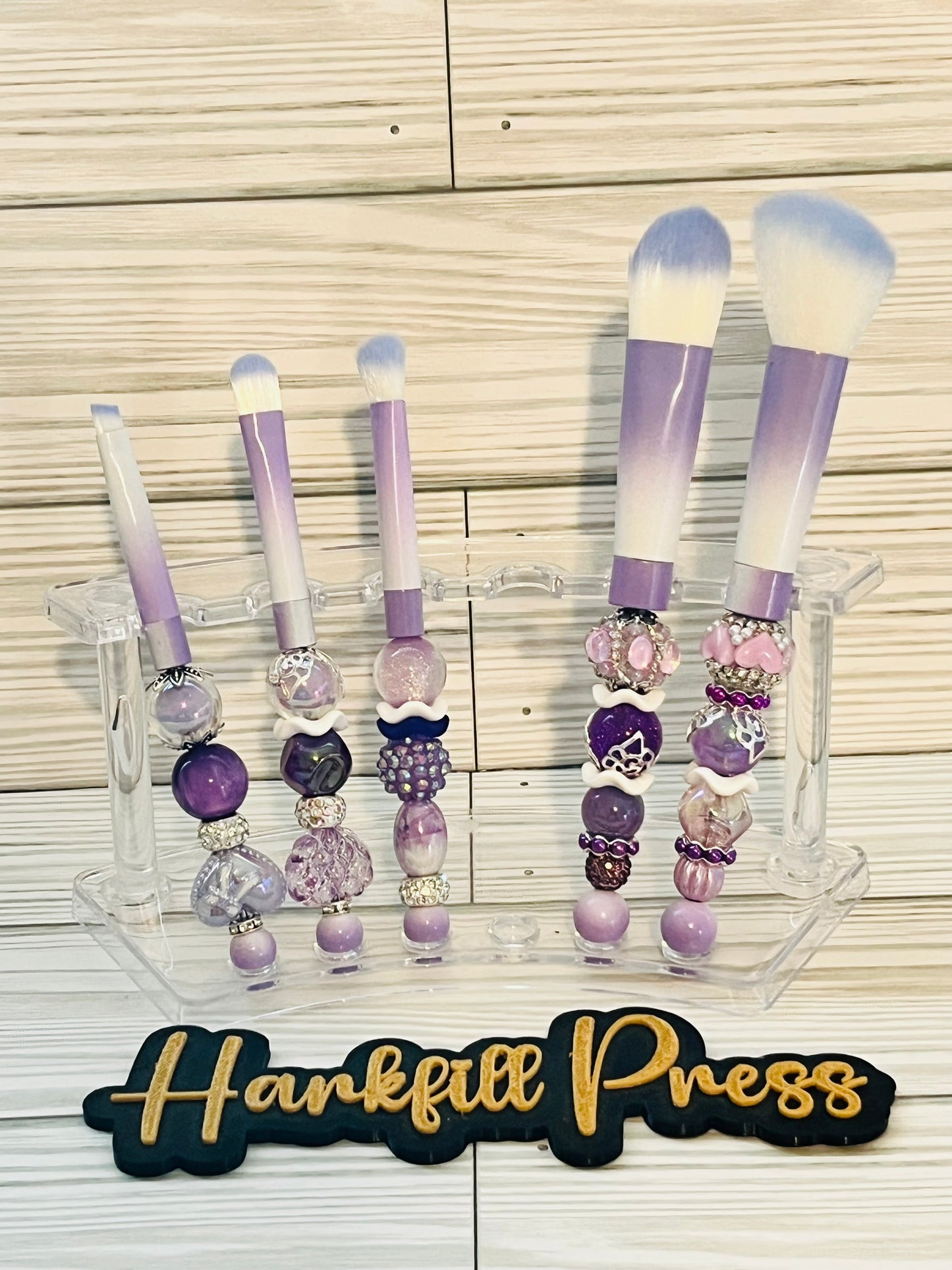 Harkfill Beadable Makeup Brushes - Light Purple/White