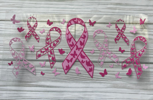 Pink Butterfly Ribbon UVDTF Wrap HP350