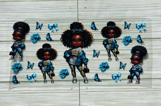 Blue Butterfly Girl UVDTF Wrap HP407
