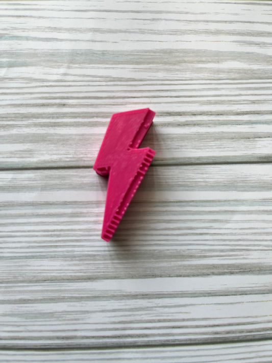 3D Pink Lighting Bolt Straw Topper