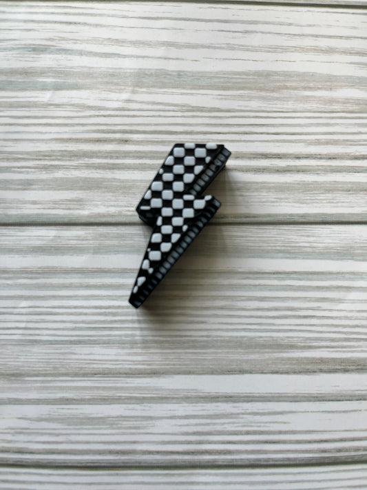3D Checker Lightning Bolt Straw Topper