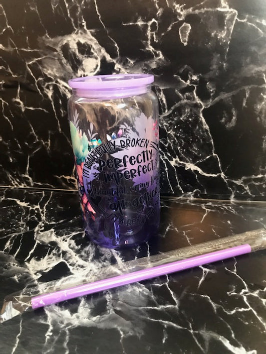 Beautifully Broken 16oz Glass Can