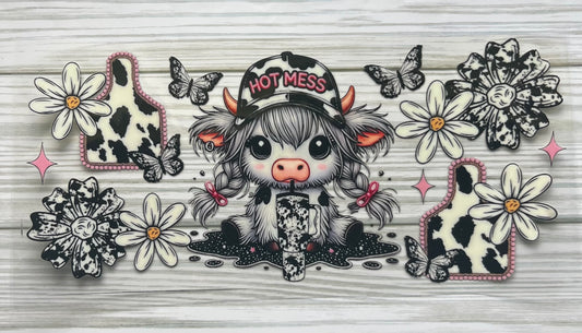Hot Mess Highland Cow UVDTF Wrap HP361