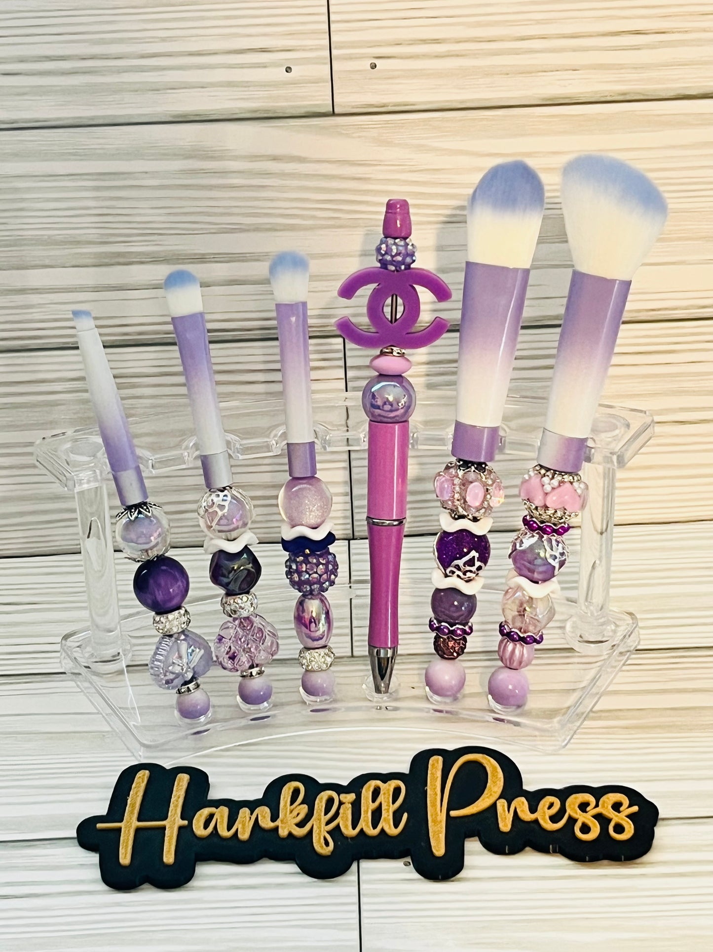 Harkfill Beadable Makeup Brushes - Light Purple/White