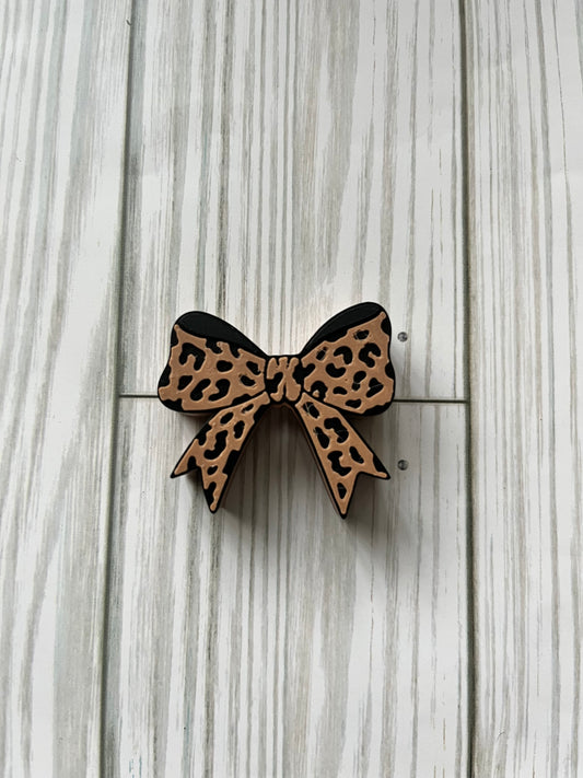 Leopard Bow 3D Straw Topper
