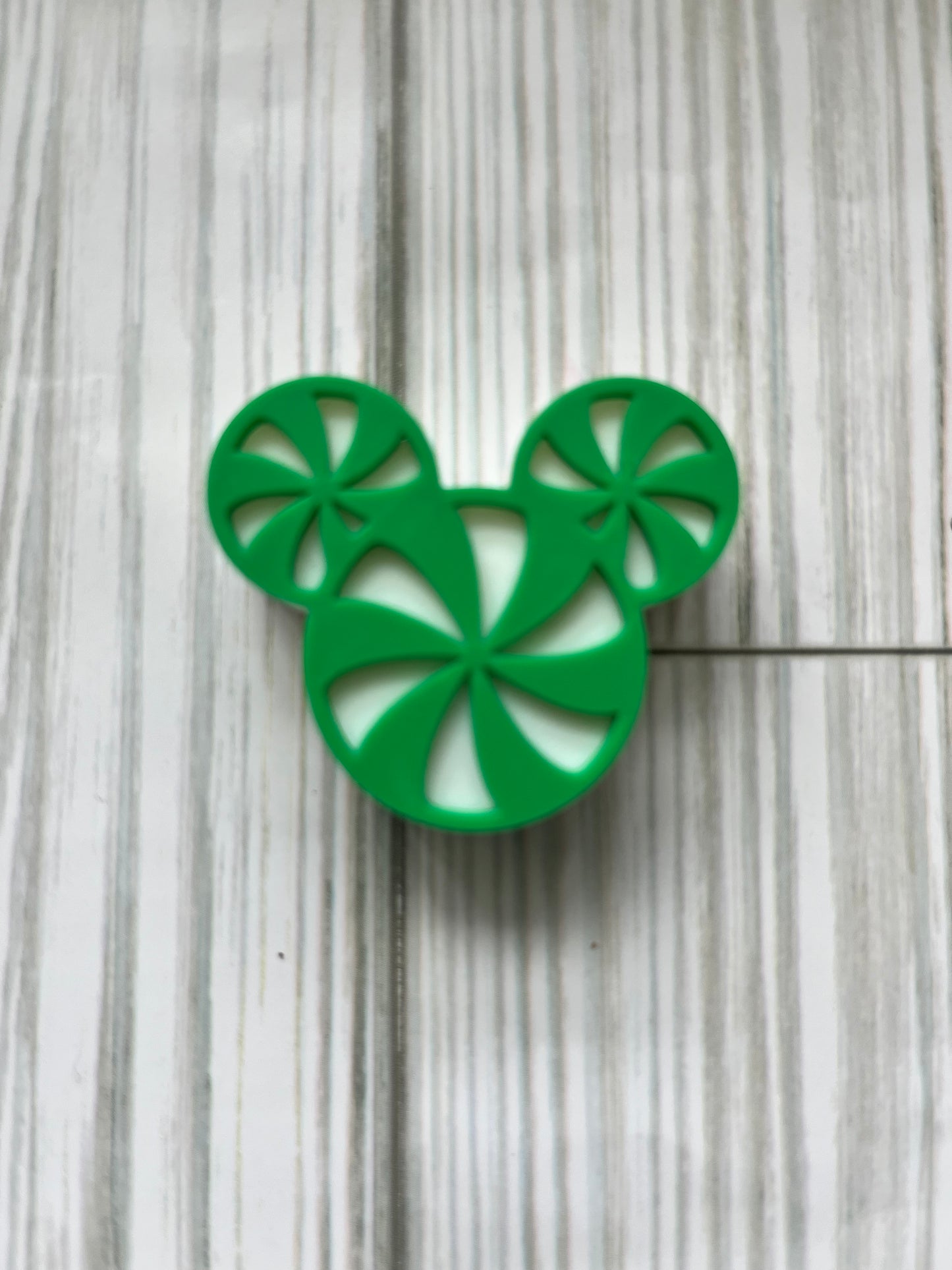 Peppermint Swirl Mickey 3D Straw Topper