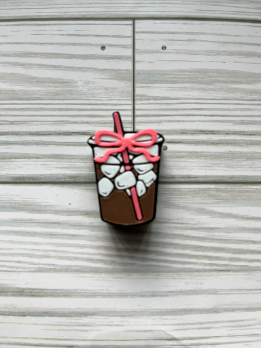 3D Pink Bow Coffee Straw Topper