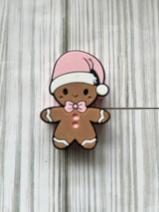 3D Pink Ginger Straw Topper