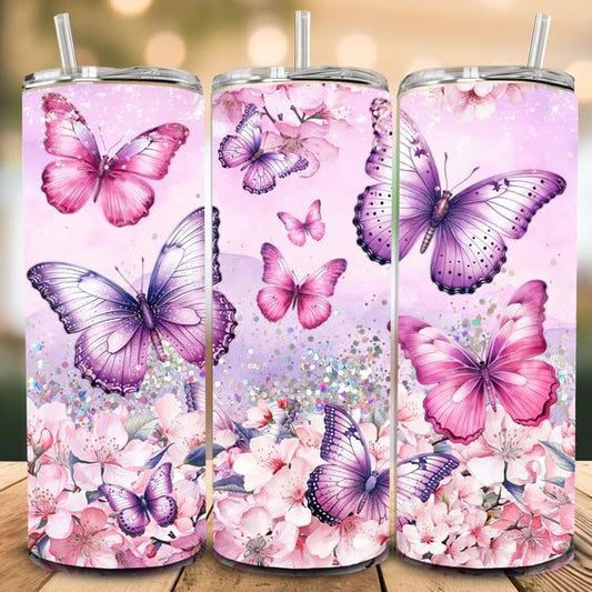 Purple & Pink Butterfly 20oz Sublimation Tumbler