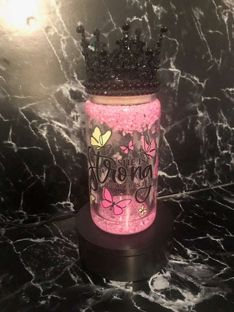She Is 16oz Glass Globe Can