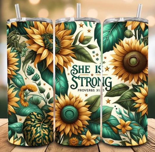 She Is Strong 20oz Sublimation Tumbler
